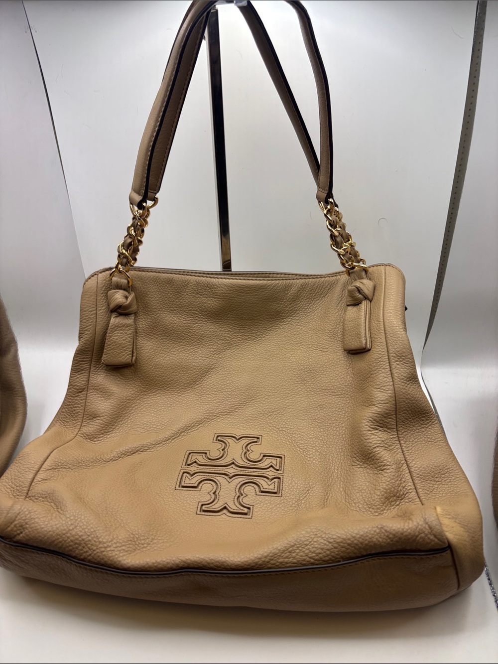 Tory Burch Harper Small Satchel (Harper Tote) in beige